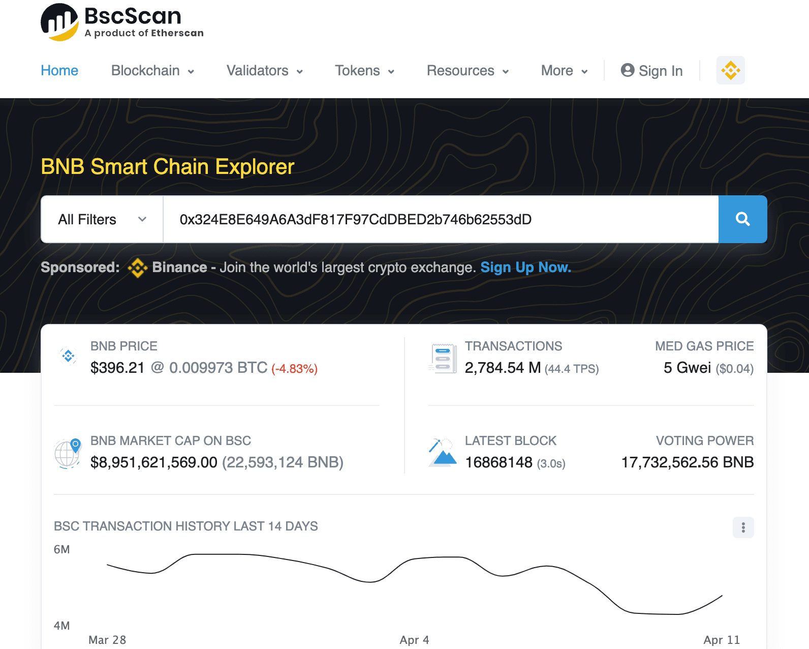BSC Scan Search