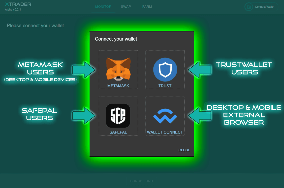 XTrader Dapp Wallet Connect
