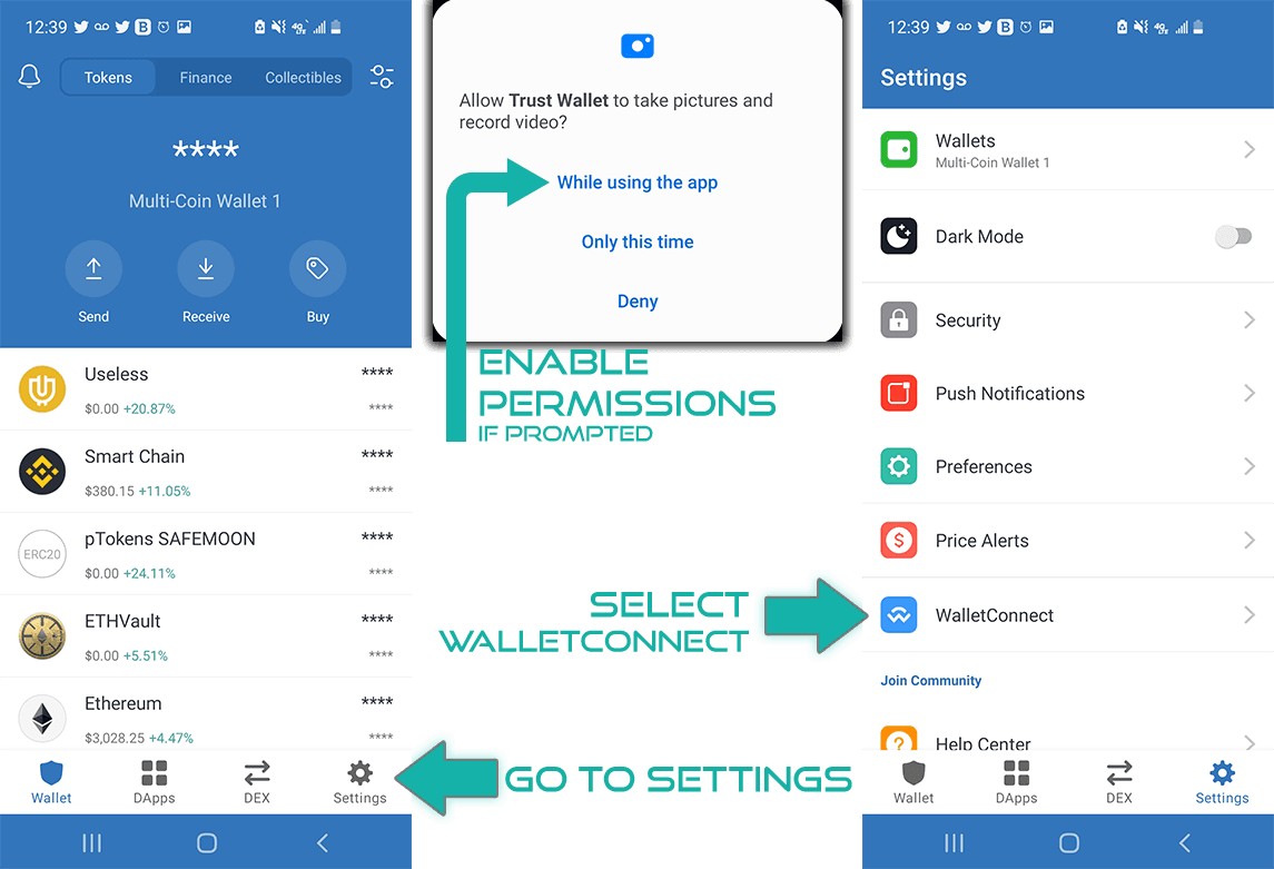 Xtrader Main dApp Wallet Connect Permissions
