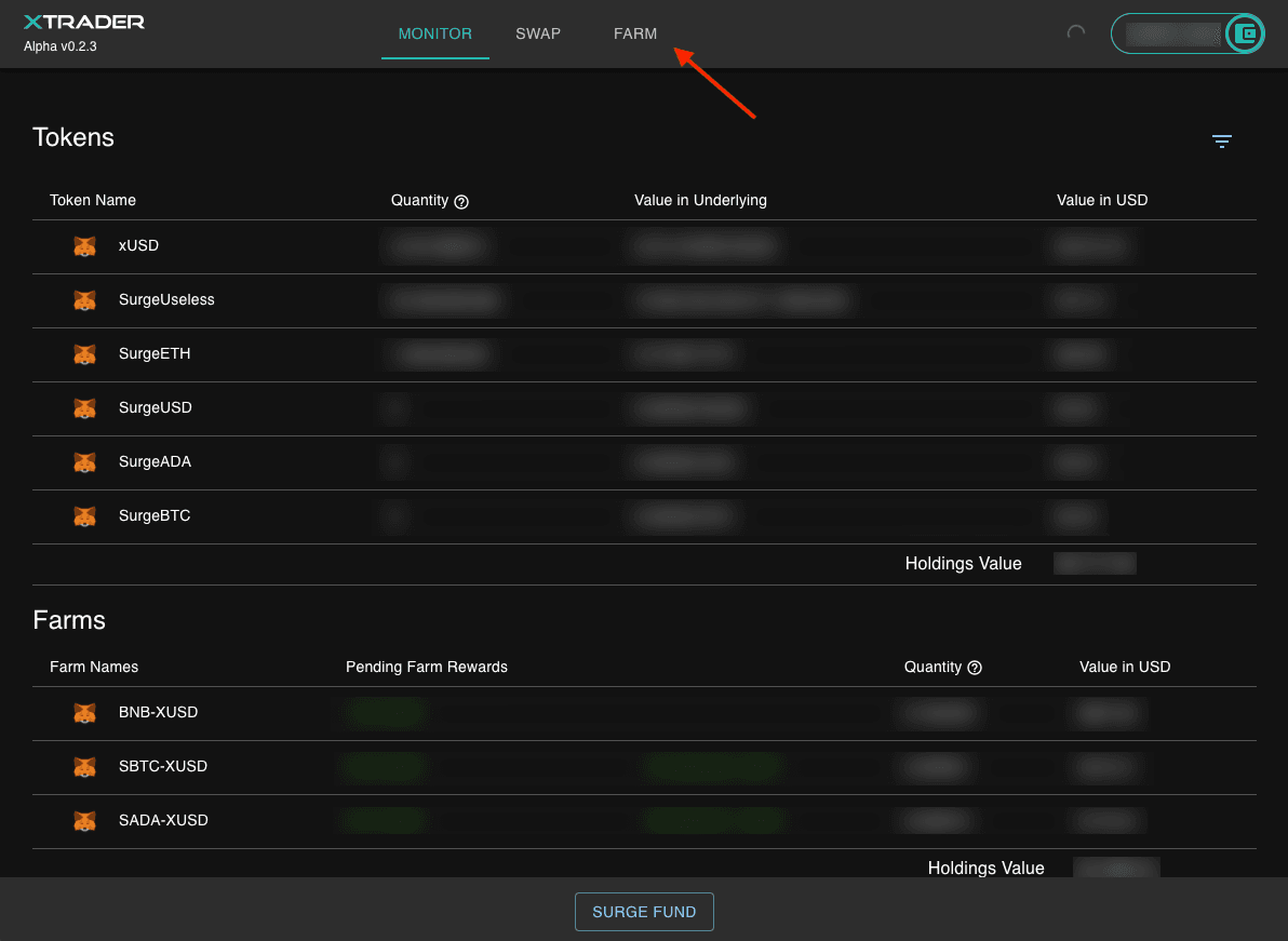 dApp Farm Tab