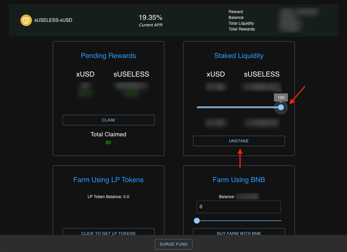 dApp Farm Tab Slider