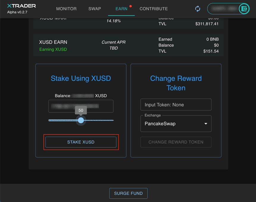 Xusd Maxi Stake Button