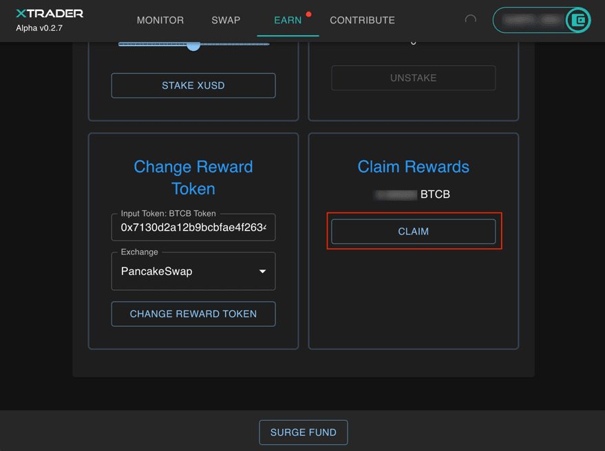 Xusd Earn Claim Rewards